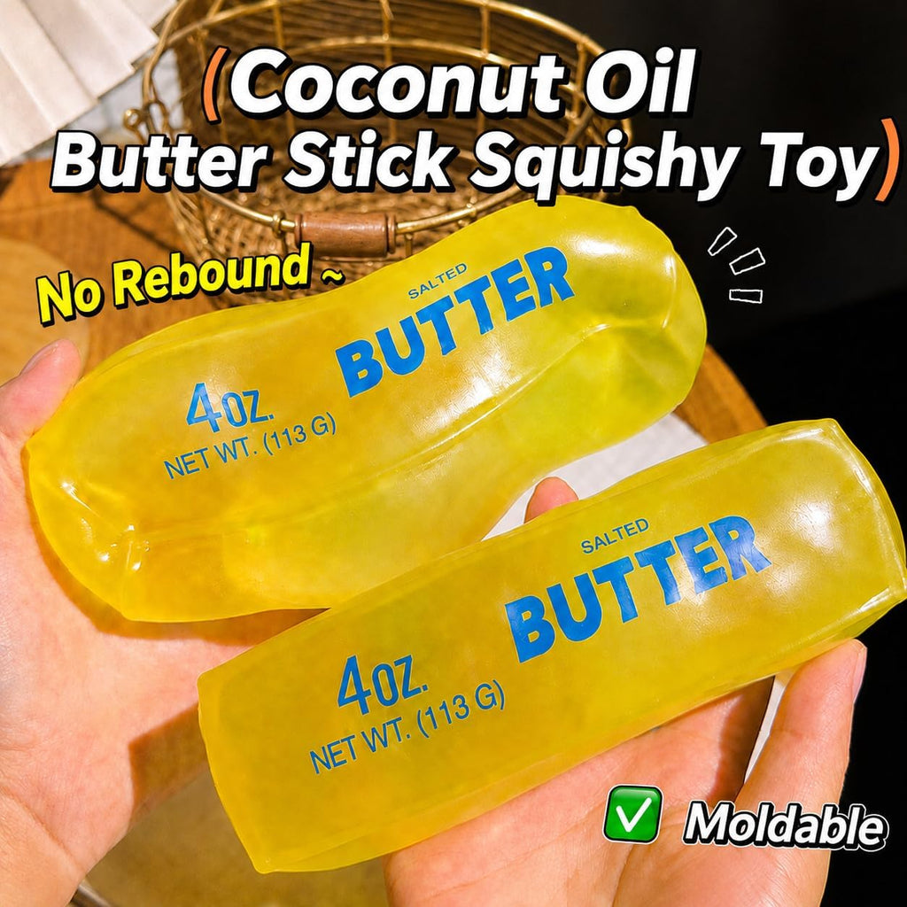 Big Coconut Oil Butter Squishy Toy, Butter Stick Shaped Squishy Stress Relief Toy, Moldable Non-Rebound Squeeze Toy, Realistic Butter Desk Toy for Teens and Adults