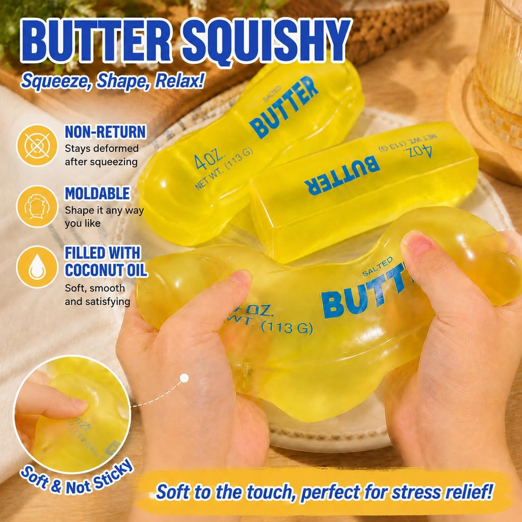 Big Coconut Oil Butter Squishy Toy, Butter Stick Shaped Squishy Stress Relief Toy, Moldable Non-Rebound Squeeze Toy, Realistic Butter Desk Toy for Teens and Adults