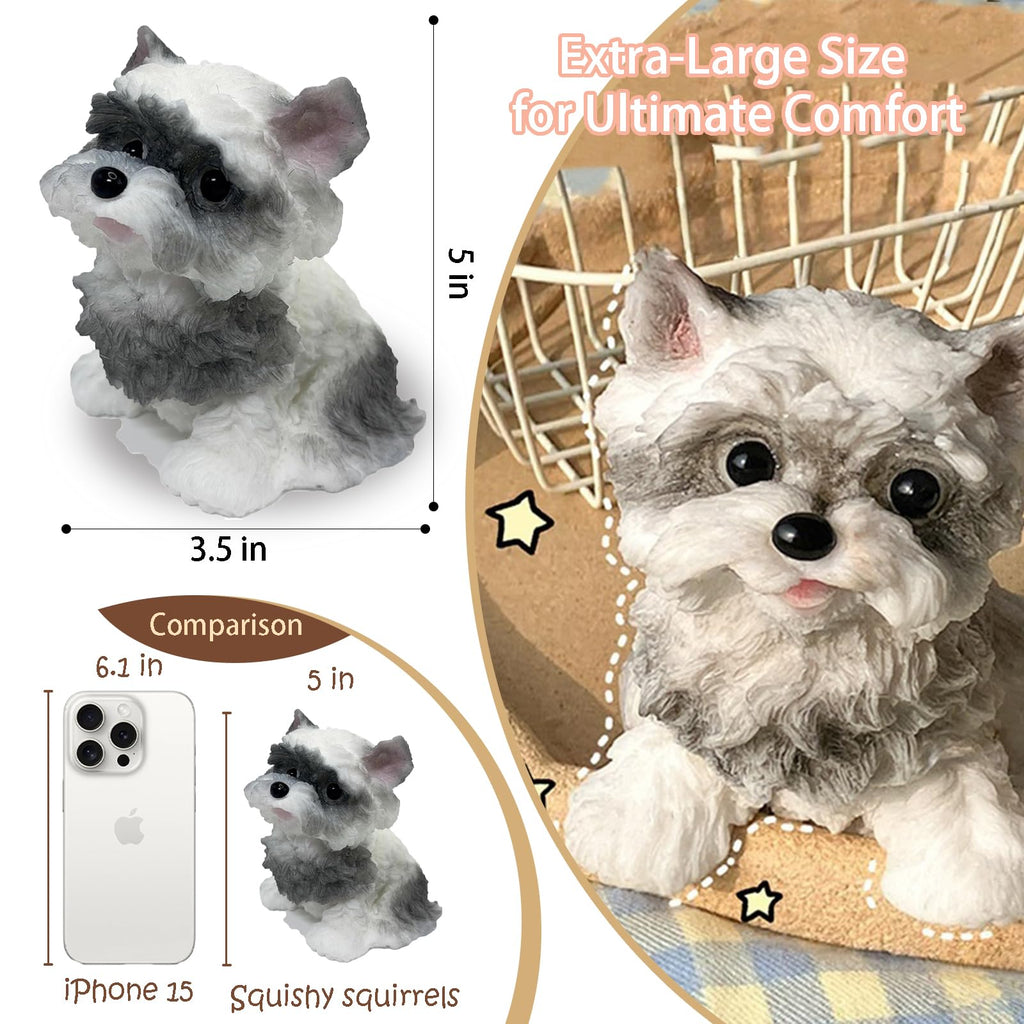 Big taba Squishy Dog, Cute Squishy Dog Stress Relief Toy, Handmade Soft Chenery Design, Perfect Squeeze Toys Gift for Relaxation and Fun (6‘’Big Schnauzer)