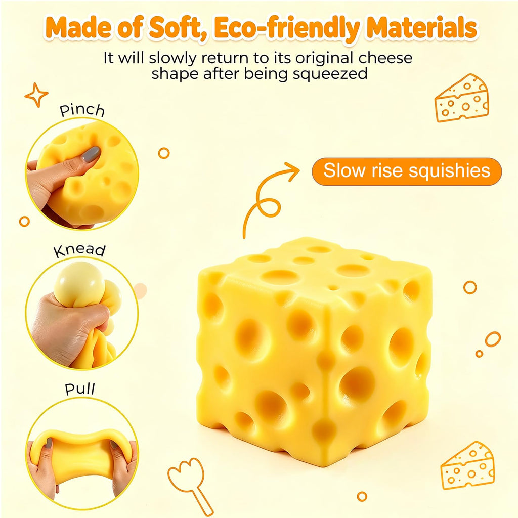 Cheese Squishy Fidget Toys for Kids Adults, 2.4in Slow Rising Squishy, 6PC