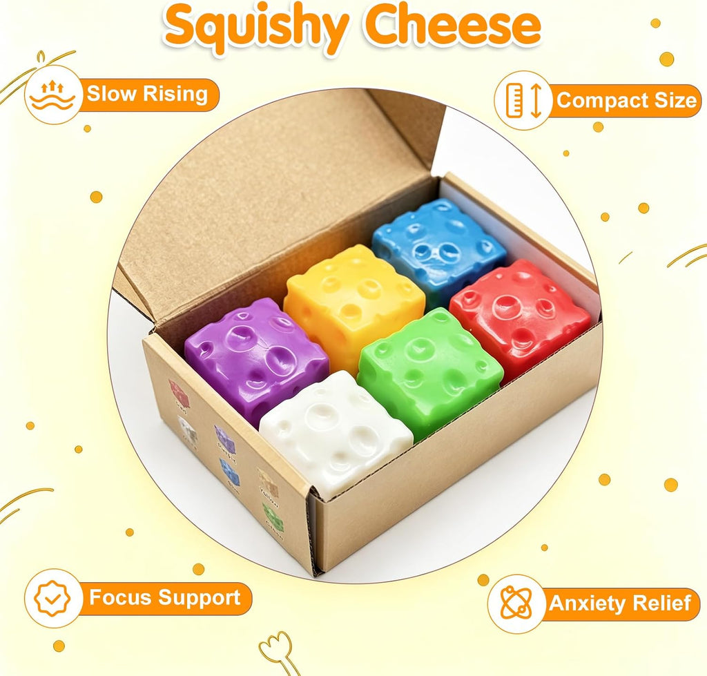 Cheese Squishy Fidget Toys for Kids Adults, 2.4in Slow Rising Squishy, 6PC