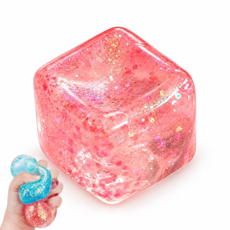 Glitter Cube Squishy Fidget Toy – 4 Colors – product image at Squishy Squishy
